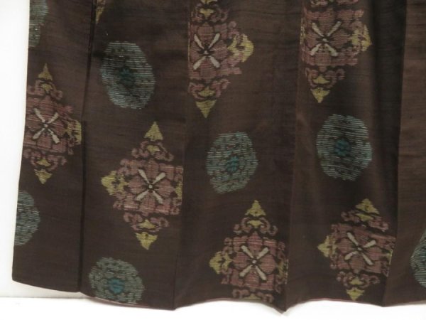 Photo4: 5716T09z810 Vintage Japanese Kimono Silk TSUMUGI  Dark brown (4)