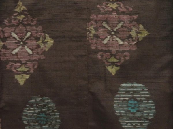Photo5: 5716T09z810 Vintage Japanese Kimono Silk TSUMUGI  Dark brown (5)