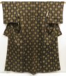Photo1: 5716T10z840 Vintage Japanese Kimono Silk TSUMUGI  Dark brown (1)