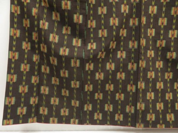 Photo4: 5716T10z840 Vintage Japanese Kimono Silk TSUMUGI  Dark brown (4)