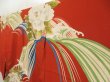 Photo2: 5716T11z760 Antique Japanese Kimono Silk TSUKESAGE Peony Red-Brown (2)