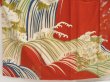 Photo5: 5716T11z760 Antique Japanese Kimono Silk TSUKESAGE Peony Red-Brown (5)