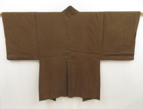 Photo2: 5719T01z670 Vintage Japanese Kimono Silk Men's HAORI  Brown-Gray (2)