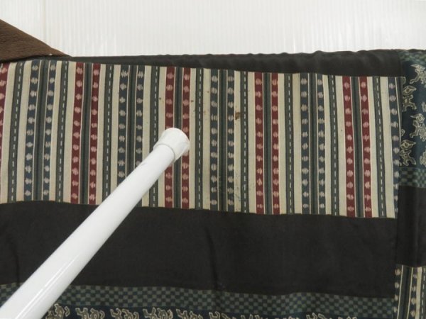 Photo4: 5719T01z670 Vintage Japanese Kimono Silk Men's HAORI  Brown-Gray (4)