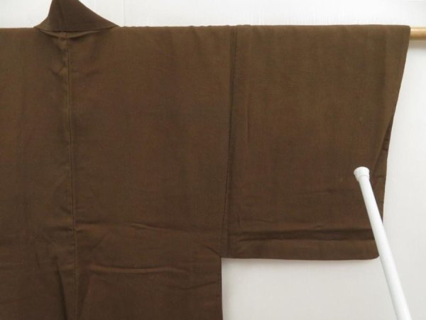 Photo6: 5719T01z670 Vintage Japanese Kimono Silk Men's HAORI  Brown-Gray (6)