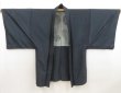 Photo4: 5719T02z510 Vintage Japanese Kimono Silk Men's HAORI Flower Navy-Gray (4)