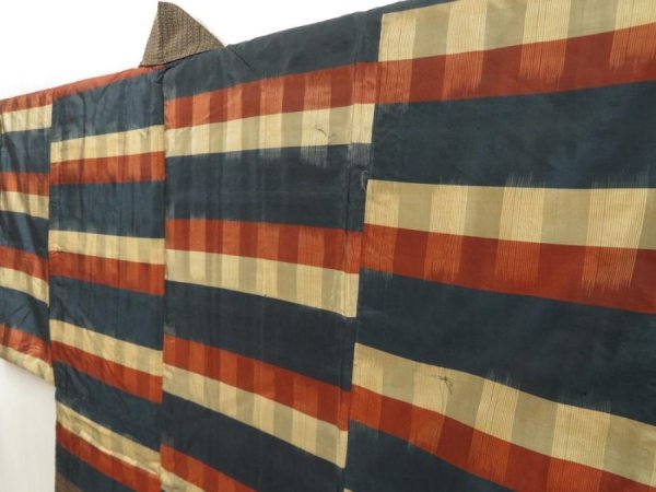 Photo3: 5719T03z450 Vintage Japanese Kimono Silk Men's HAORI  Brown-Gray (3)