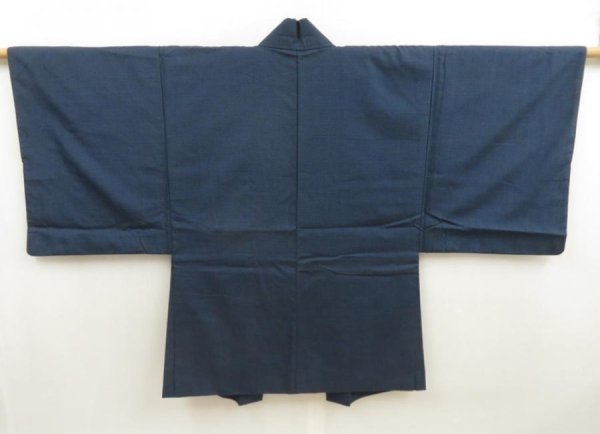 Photo5: 5719T04z600 Vintage Japanese Kimono Silk Men's HAORI Mt.Fuji Dark blue (5)