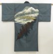 Photo1: 5719T05z400 Vintage Japanese Kimono Synthetic Men's JUBAN Edo era Blue-Gray (1)