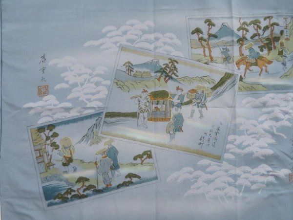 Photo3: 5719T06z400  Japanese Kimono Synthetic Men's JUBAN  Steel blue (3)