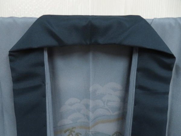 Photo6: 5719T06z400  Japanese Kimono Synthetic Men's JUBAN  Steel blue (6)
