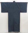Photo1: 5719T08z780 Vintage Japanese Kimono Silk Men's OSHIMA TSUMUGI  Navy-Gray (1)