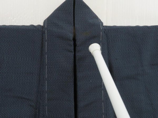 Photo6: 5719T08z780 Vintage Japanese Kimono Silk Men's OSHIMA TSUMUGI  Navy-Gray (6)