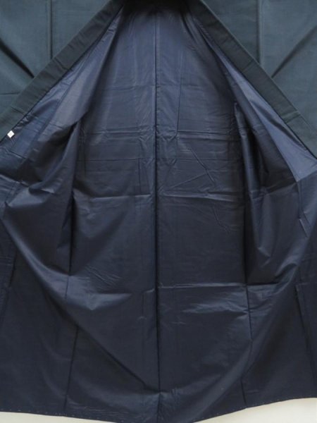 Photo8: 5719T08z780 Vintage Japanese Kimono Silk Men's OSHIMA TSUMUGI  Navy-Gray (8)