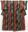 Photo1: 5719T10z800 Vintage Japanese Kimono Silk TSUMUGI  Red-Brown (1)