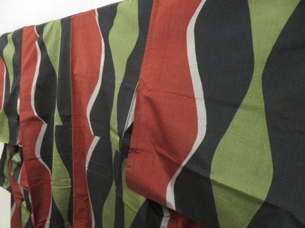 Photo2: 5719T10z800 Vintage Japanese Kimono Silk TSUMUGI  Red-Brown (2)