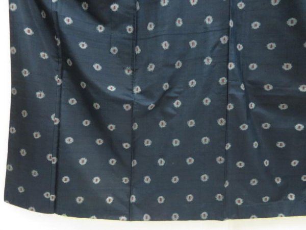 Photo4: 5719T12z480 Vintage Japanese Kimono Silk MEISEN KOMON  Dark green-gray (4)