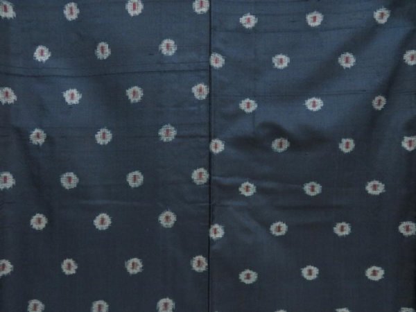 Photo5: 5719T12z480 Vintage Japanese Kimono Silk MEISEN KOMON  Dark green-gray (5)