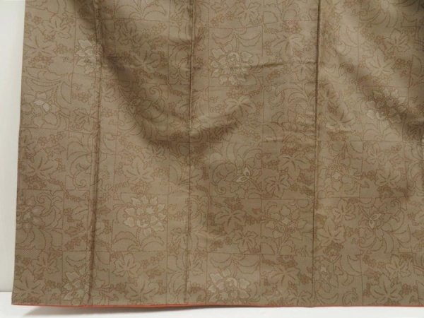 Photo4: 5719T13z770 Vintage Japanese Kimono Silk TSUMUGI Flowers Olive-Brown (4)