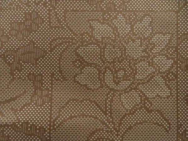 Photo6: 5719T13z770 Vintage Japanese Kimono Silk TSUMUGI Flowers Olive-Brown (6)