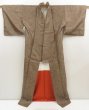 Photo8: 5719T13z770 Vintage Japanese Kimono Silk TSUMUGI Flowers Olive-Brown (8)