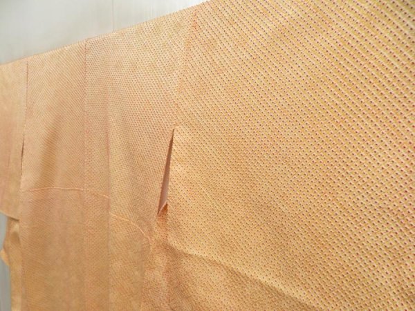 Photo2: 5719T14z940  Japanese Kimono Silk SHIBORI KOMON  Light orange (2)