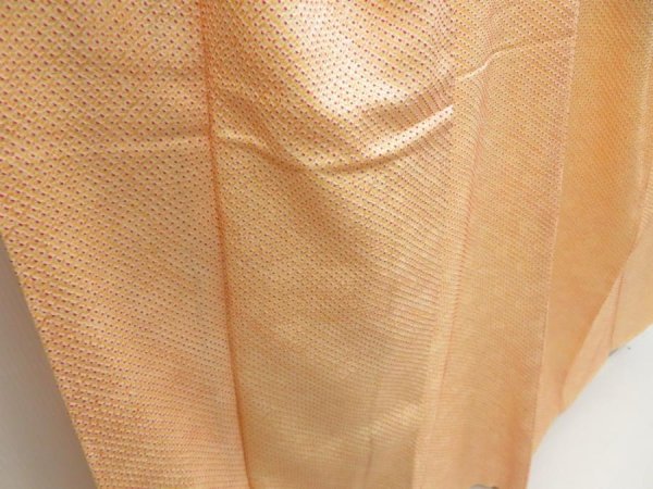 Photo3: 5719T14z940  Japanese Kimono Silk SHIBORI KOMON  Light orange (3)