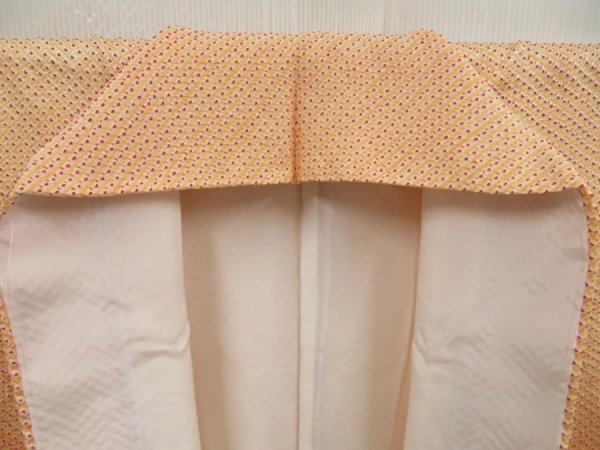 Photo7: 5719T14z940  Japanese Kimono Silk SHIBORI KOMON  Light orange (7)