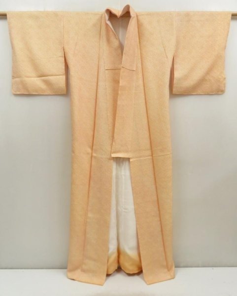 Photo8: 5719T14z940  Japanese Kimono Silk SHIBORI KOMON  Light orange (8)