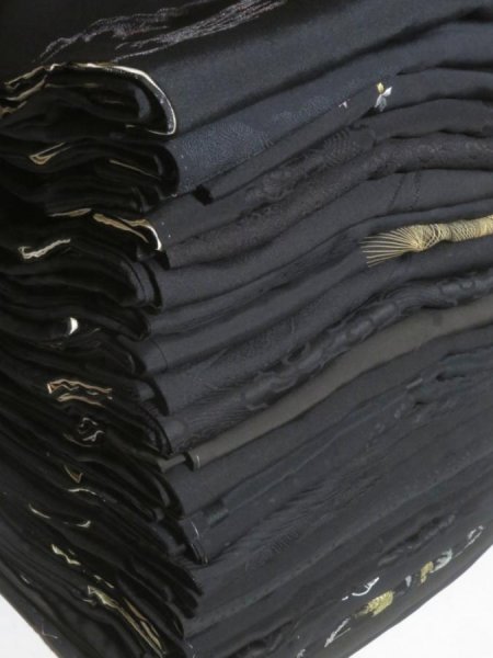 Photo1: SHG01z15  Japanese Kimono Silk BLACK HAORI 25pcs FREE SHIPPING (1)