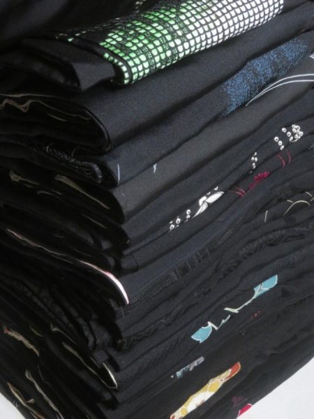 Photo1: SHG06z15  Japanese Kimono Silk BLACK HAORI 25pcs FREE SHIPPING (1)