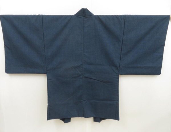 Photo4: 5722T01z870 Vintage Japanese Kimono Wool Men's HAORI Mt.Fuji Blue-Gray (4)