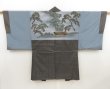 Photo1: 5722T02z500 Vintage Japanese Kimono Silk Men's HAORI Pine Brown-Gray (1)