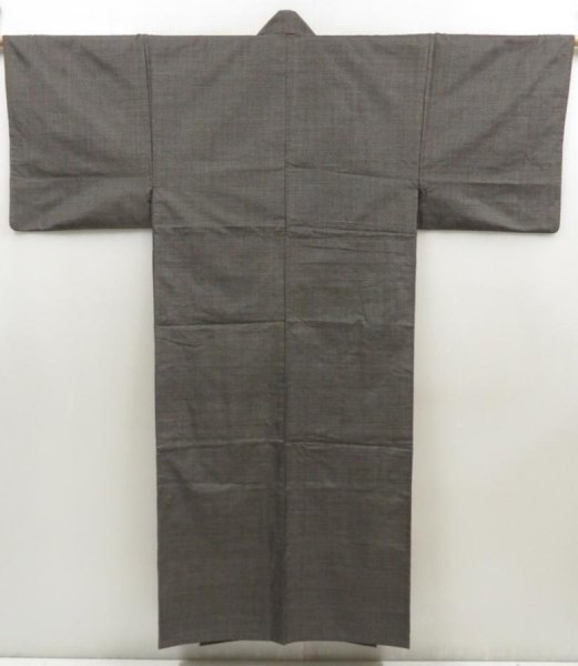Photo2: 5722T03z670 Vintage Japanese Kimono Silk OSHIMA TSUMUGI Men's   Brown-Gray (2)