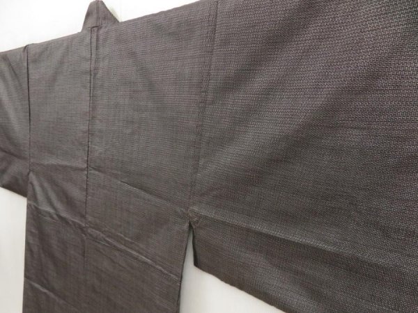 Photo3: 5722T03z670 Vintage Japanese Kimono Silk OSHIMA TSUMUGI Men's   Brown-Gray (3)