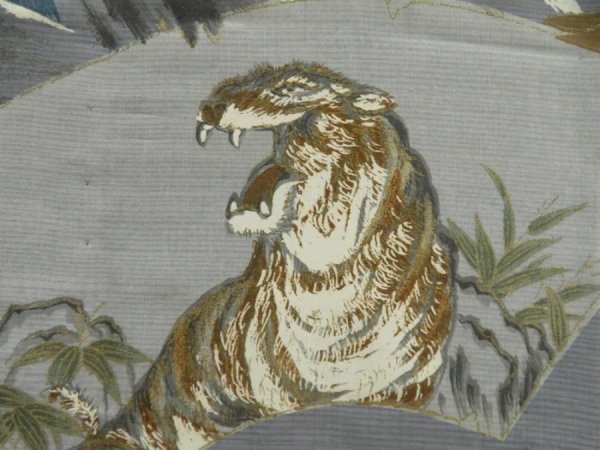 Photo4: 5722T05z470 Vintage Japanese Kimono Silk Men's JUBAN Mt.Fuji Gray (4)