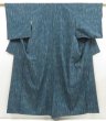 Photo1: 5722T09z840 Vintage Japanese Kimono Silk TSUMUGI  Dark cyan blue (1)