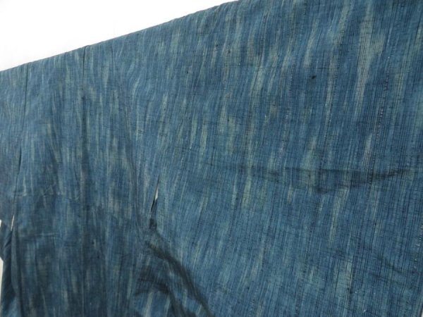 Photo2: 5722T09z840 Vintage Japanese Kimono Silk TSUMUGI  Dark cyan blue (2)