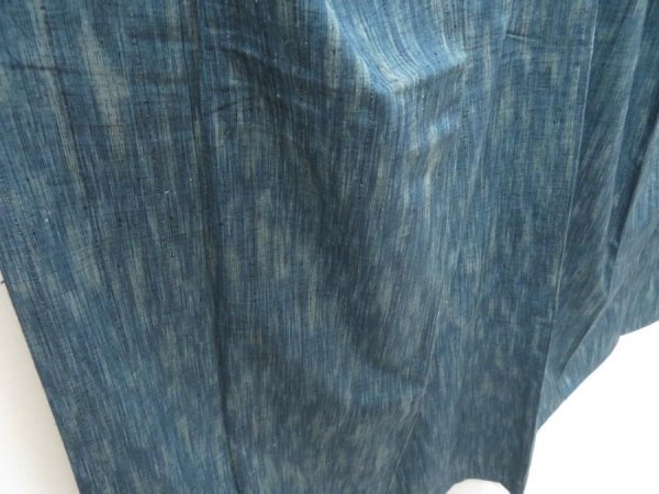 Photo3: 5722T09z840 Vintage Japanese Kimono Silk TSUMUGI  Dark cyan blue (3)