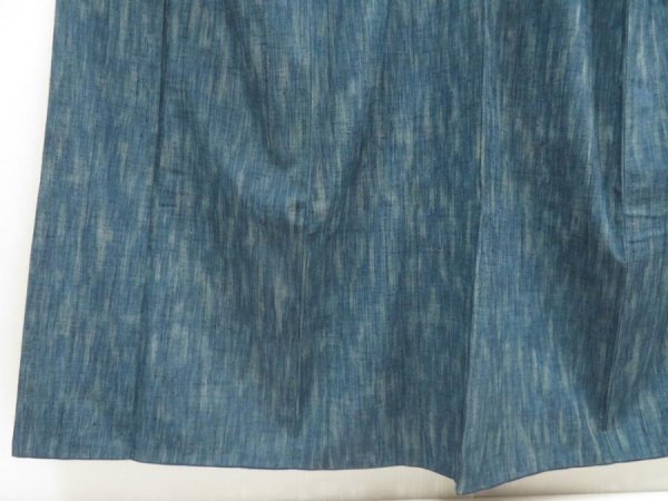 Photo4: 5722T09z840 Vintage Japanese Kimono Silk TSUMUGI  Dark cyan blue (4)