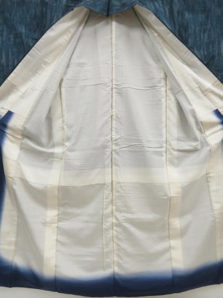 Photo5: 5722T09z840 Vintage Japanese Kimono Silk TSUMUGI  Dark cyan blue (5)