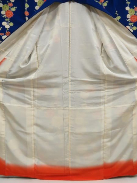 Photo6: 5722T10z920 Vintage Japanese Kimono Silk TSUKESAGE Plum blossom Oriental blue (6)