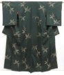 Photo1: 5722T11z870 Vintage Japanese Kimono Silk OMESHI KOMON Bird Dull green (1)