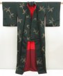 Photo4: 5722T11z870 Vintage Japanese Kimono Silk OMESHI KOMON Bird Dull green (4)