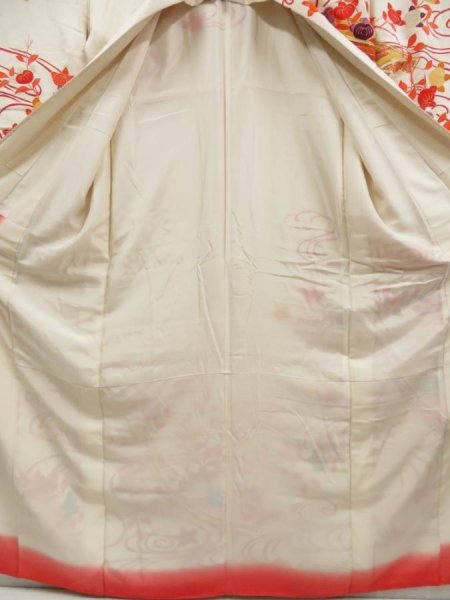 Photo7: 5722T12z1020 Vintage Japanese Kimono Silk FURISODE Boat Off-white (7)