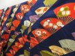 Photo2: 5722T13z1090 Vintage Japanese Kimono Silk FURISODE Folding fan Dark navy (2)