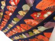 Photo4: 5722T13z1090 Vintage Japanese Kimono Silk FURISODE Folding fan Dark navy (4)