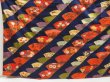 Photo5: 5722T13z1090 Vintage Japanese Kimono Silk FURISODE Folding fan Dark navy (5)
