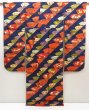 Photo6: 5722T13z1090 Vintage Japanese Kimono Silk FURISODE Folding fan Dark navy (6)