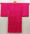 Photo1: 5726T04z350 Antique Japanese Kimono Silk JUBAN Flowers Red-Pink (1)